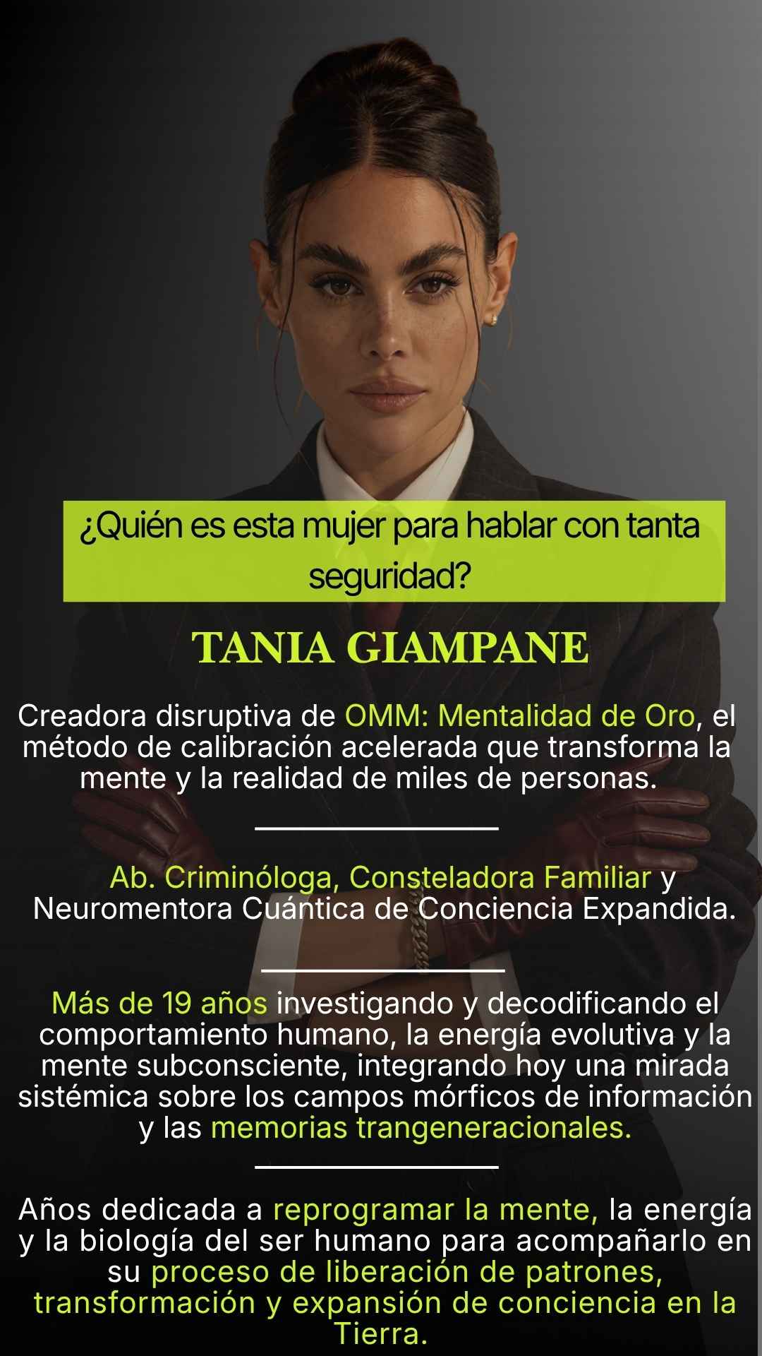 Tania Giampane: creadora de OMM, Método Mentalidad de Oro